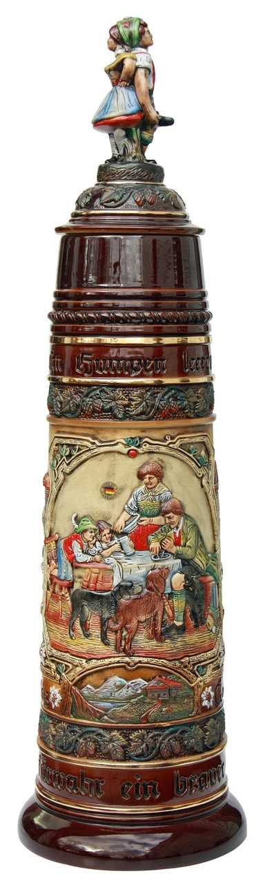 12 Liter Beer Stein With Dancing Bavarian Couple Lid - Image 2