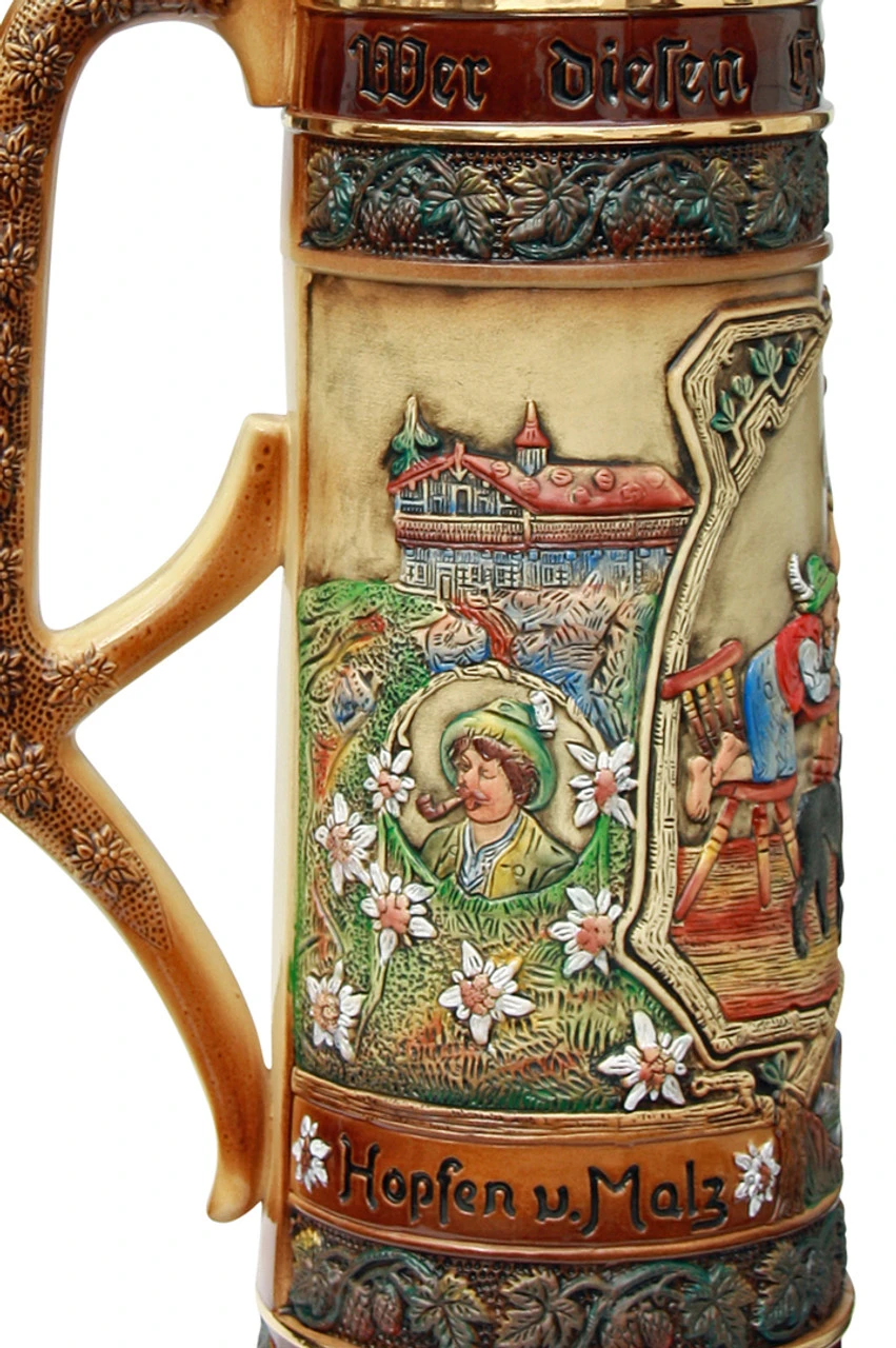 12 Liter Beer Stein With Dancing Bavarian Couple Lid - Image 9