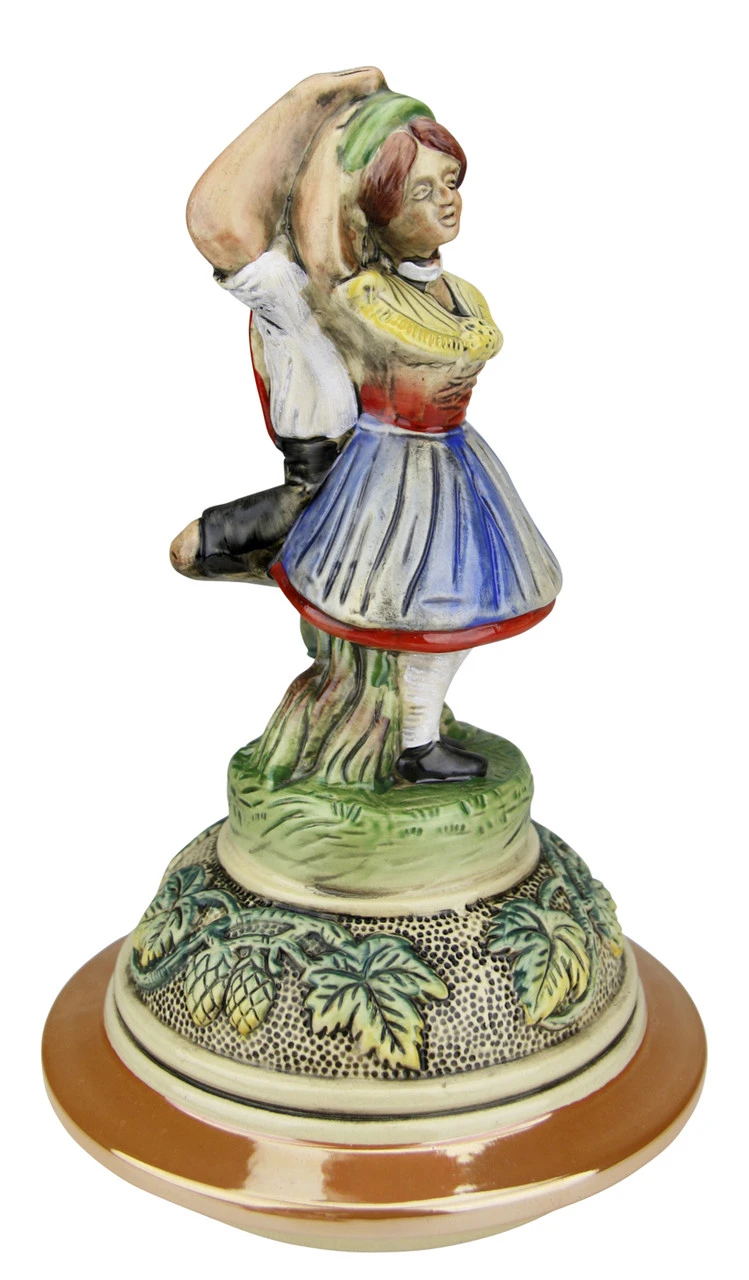 12 Liter Gold Multi-Color Beer Stein With Dancing Bavarian Couple Lid 14 12 Liter Gold Multi-Color Beer Stein With Dancing Bavarian Couple Lid - Image 12