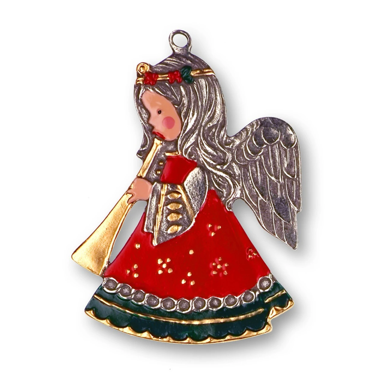 Christmas Angel With Horn German Pewter Christmas Ornament 3 Christmas Angel With Horn German Pewter Christmas Ornament