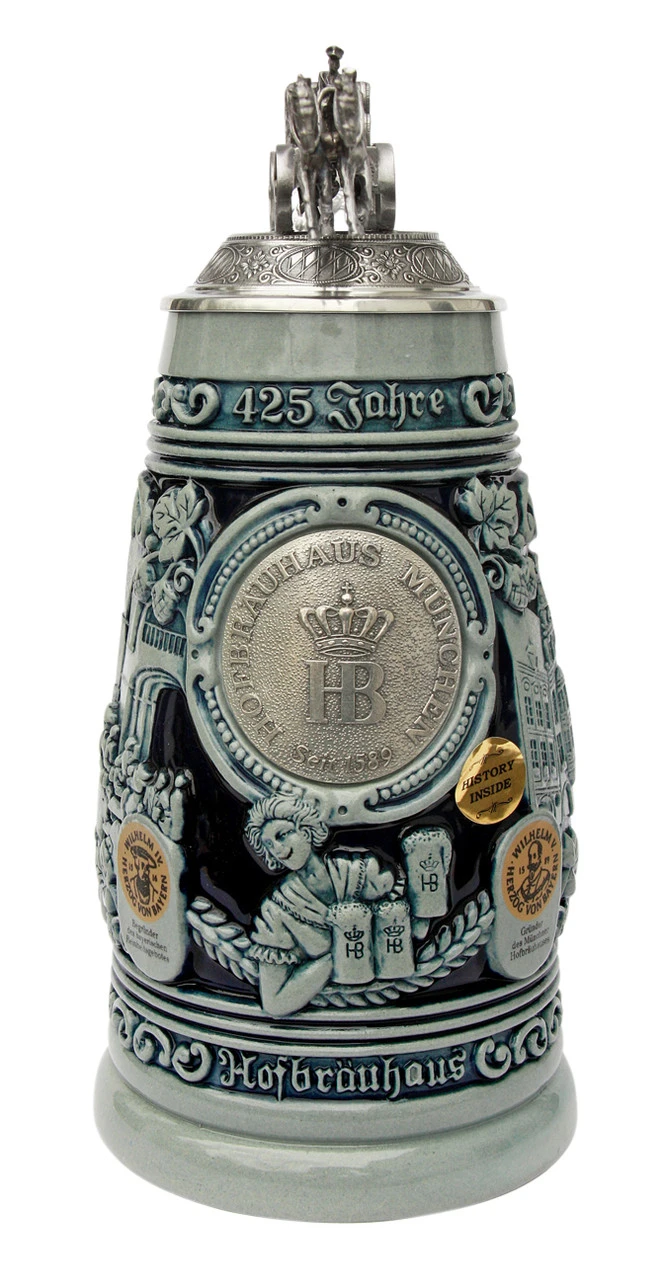 425 Year Anniversary Hofbrauhaus HB Brewery Beer Stein Cobalt - Image 3