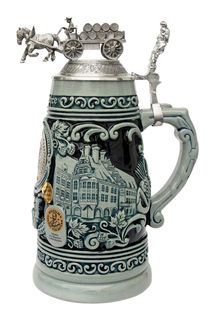 425 Year Anniversary Hofbrauhaus HB Brewery Beer Stein Cobalt - Image 4