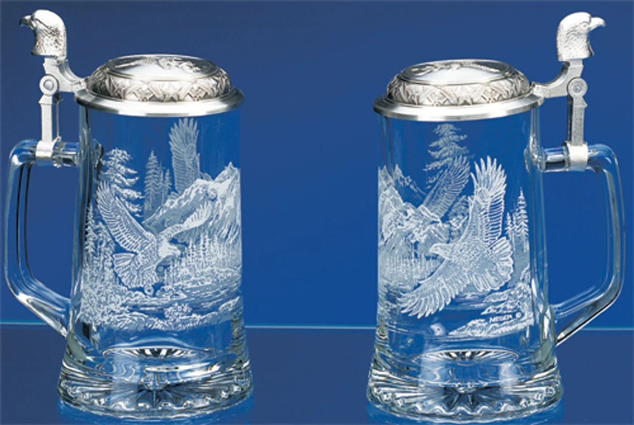 Bald Eagle Glass Beer Stein 3 Bald Eagle Glass Beer Stein