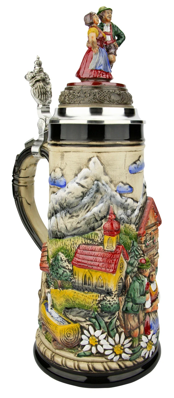 Alpine Romance Beer Stein 1 Liter | Dancing Couple Lid 5 Alpine Romance Beer Stein 1 Liter | Dancing Couple Lid - Image 3