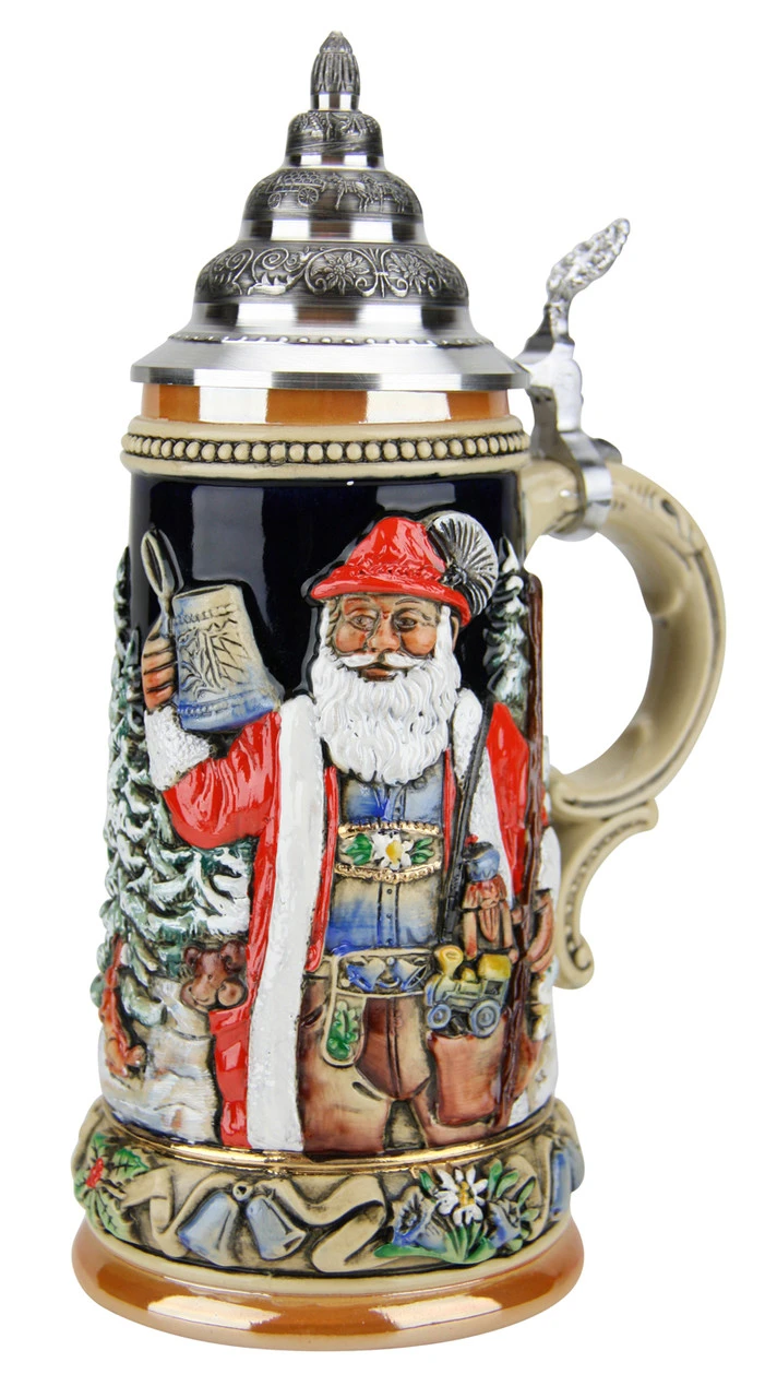 Alpine Santa And Silent Night Chapel Beer Stein 3 Alpine Santa And Silent Night Chapel Beer Stein