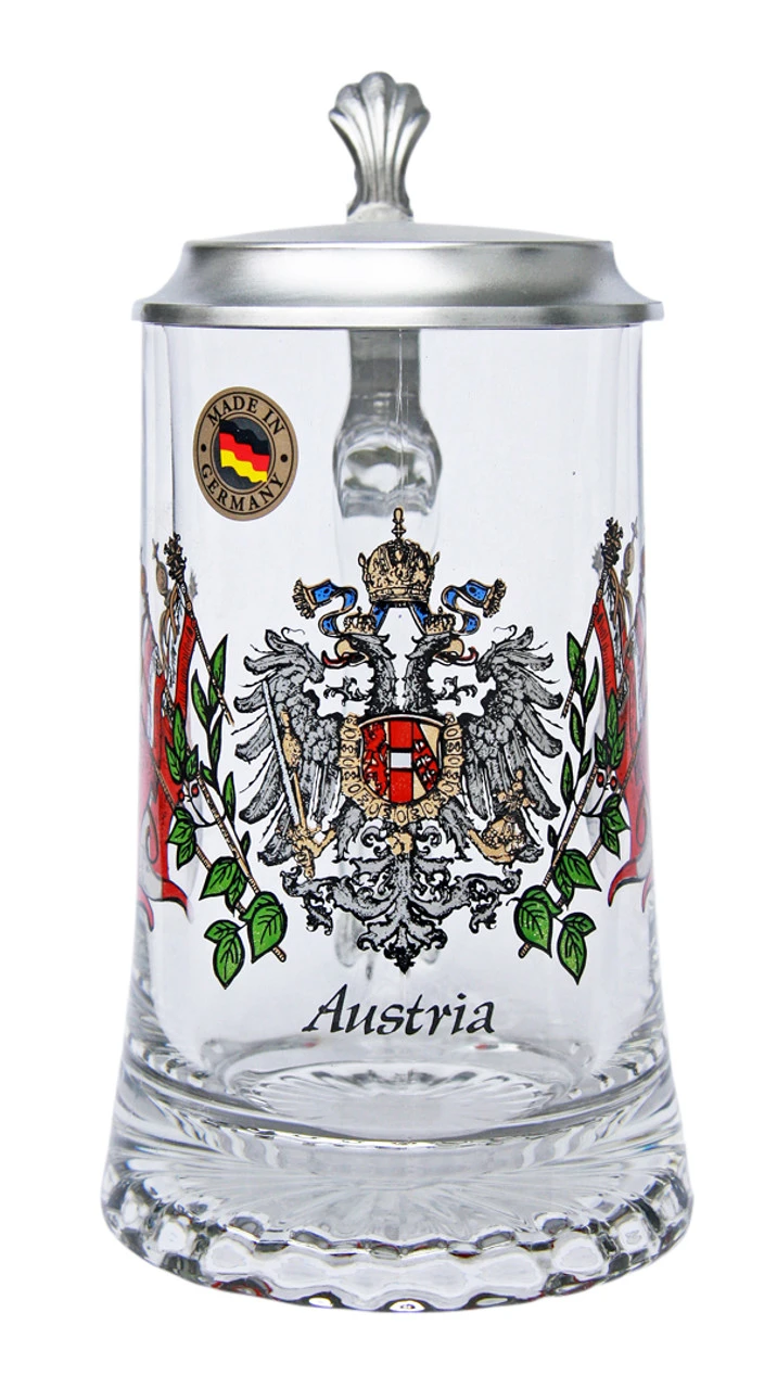 Austria Crest Glass Beer Stein 3 Austria Crest Glass Beer Stein