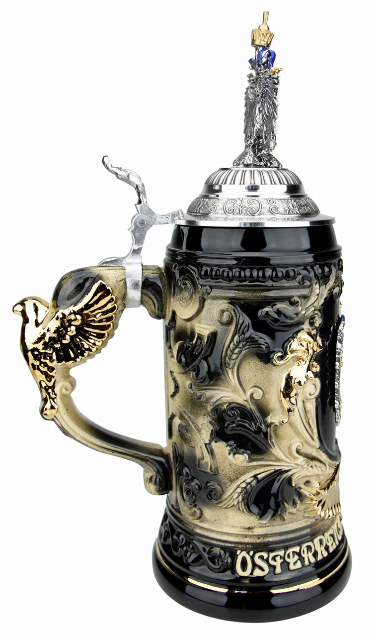 Austria Eagle Handle Beer Stein With Eagle Lid - Image 4