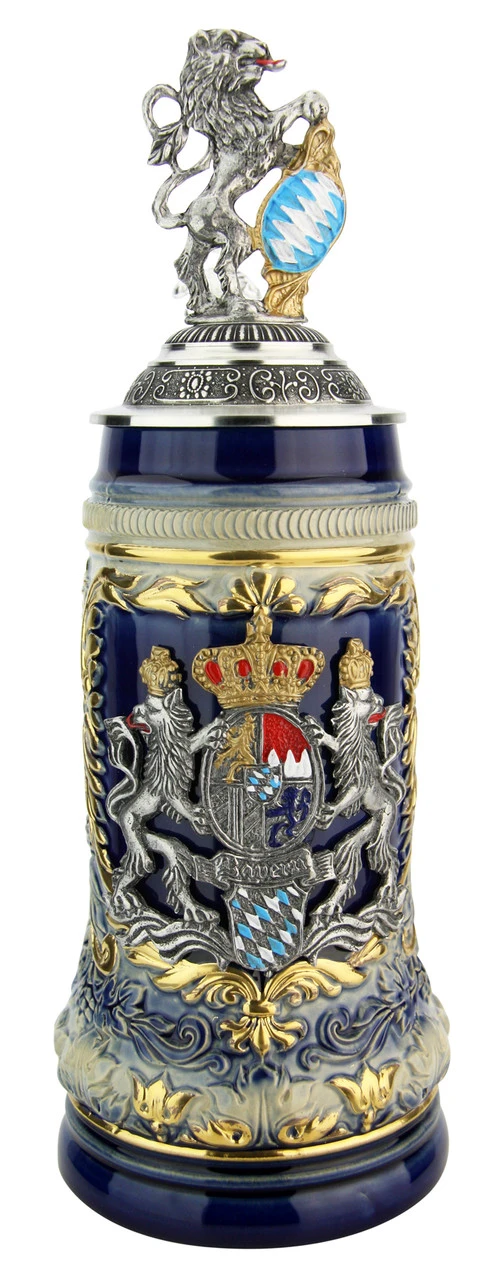 Bavaria Lion Crest Beer Stein With Bavarian Lion Lid