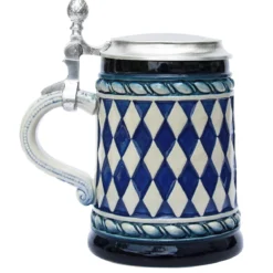 Bavarian Diamond Pattern Beer Stein Blue