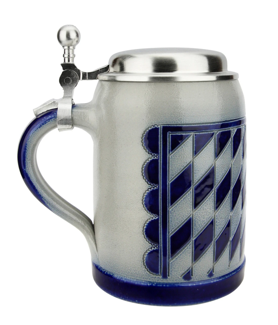 Bavarian Pattern 0.5 Liter Salt Glaze Stoneware Beer Stein - Image 6