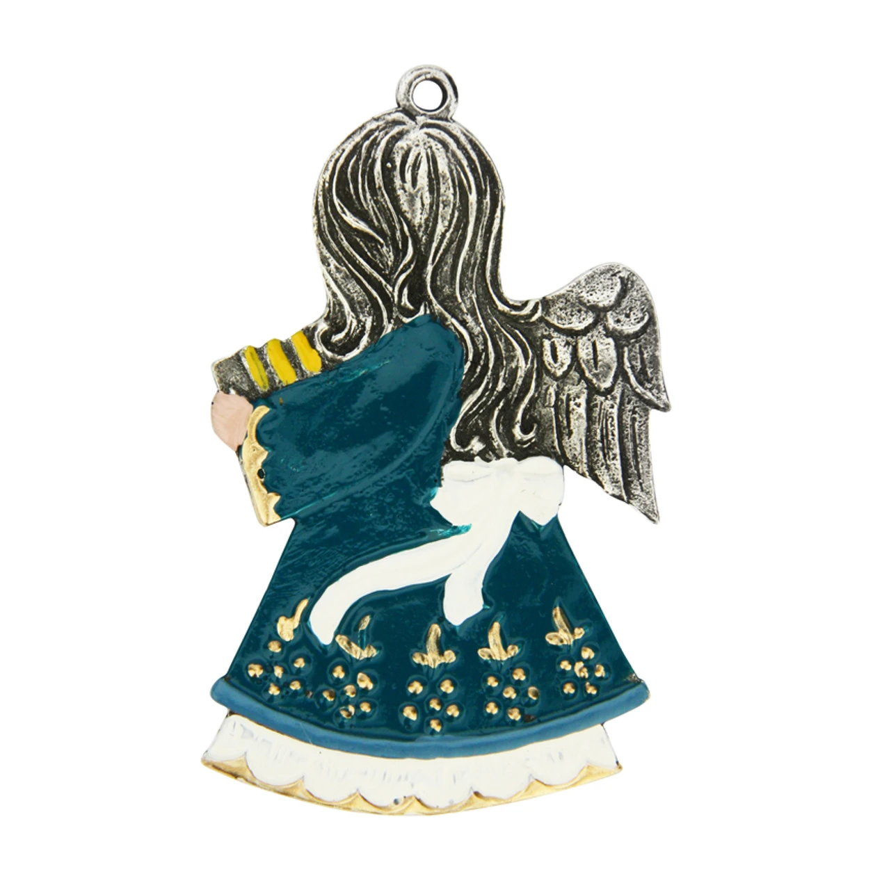 Christmas Angel With Accordion German Pewter Christmas Ornament 4 Christmas Angel With Accordion German Pewter Christmas Ornament - Image 2