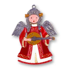 Christmas Angel With Guitar German Pewter Christmas Ornament