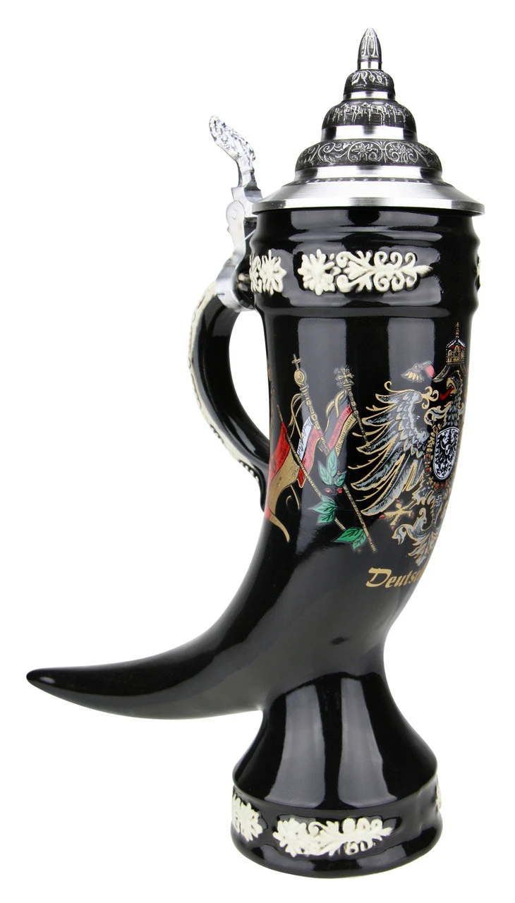 Deutschland Drinking Horn Beer Stein 3 Deutschland Drinking Horn Beer Stein