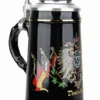 Deutschland Eagle Crest And Flags Black Glaze Beer Stein