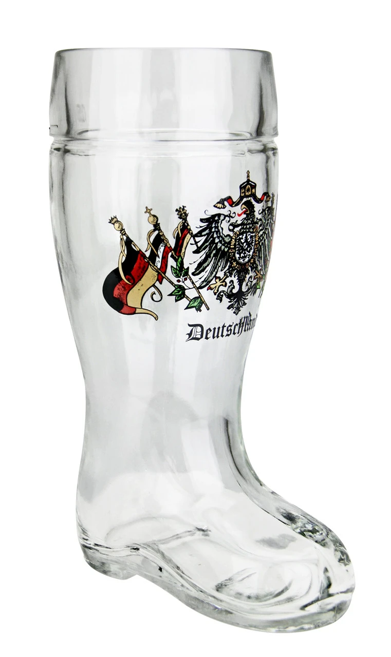 Deutschland Eagle And Flags Glass Beer Boot 0.5 Liter