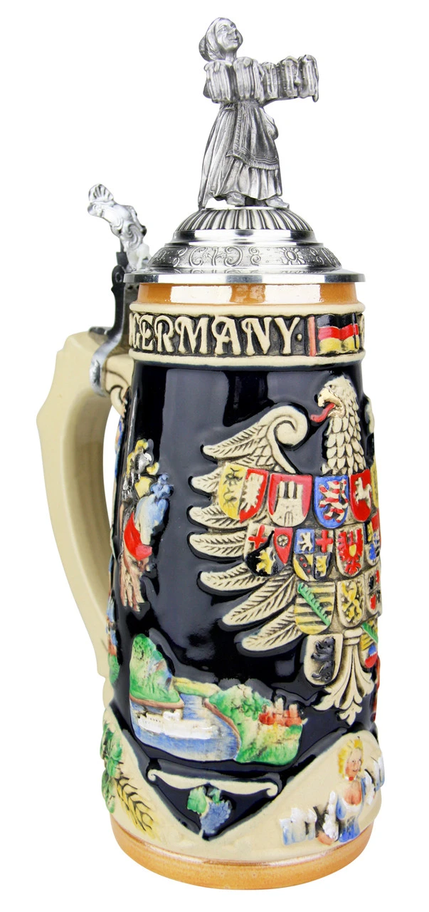 Deutschland Legacy Beer Stein With Pewter Beer Maiden Lid - Image 5