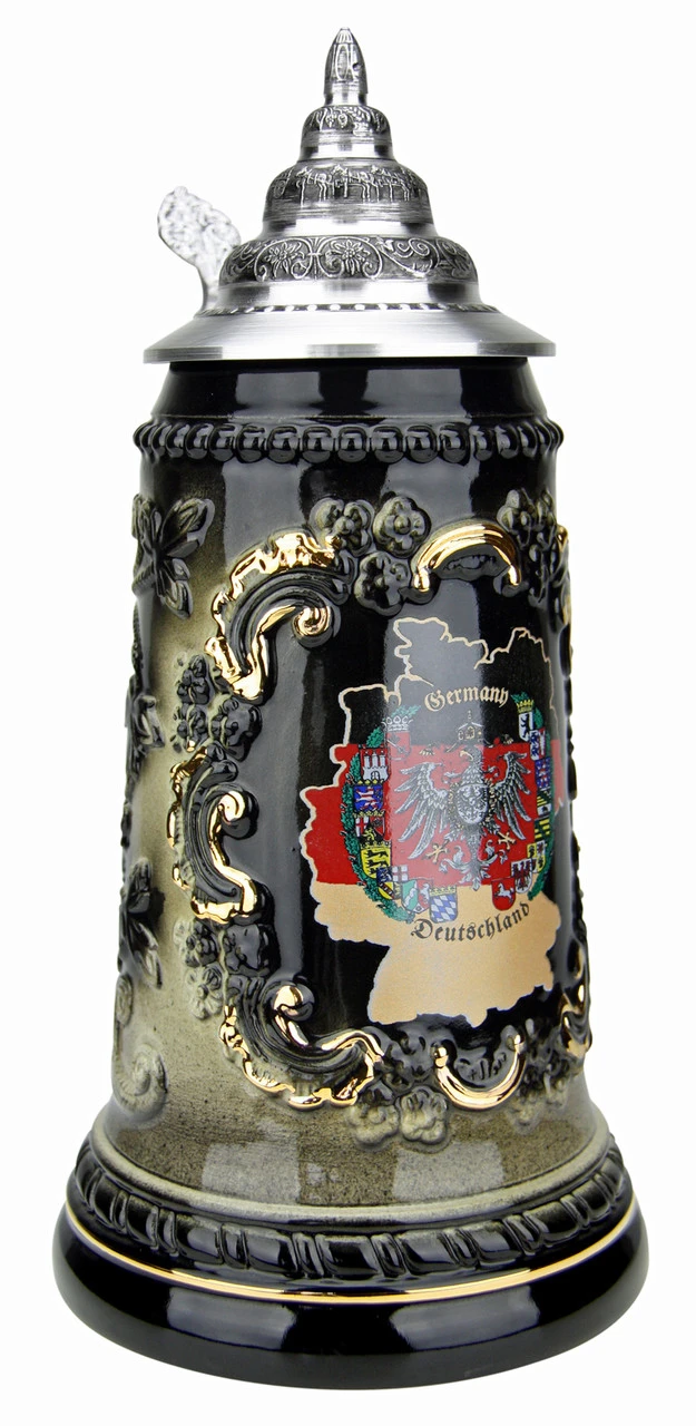 Deutschland Map Black Glaze Beer Stein 4 Deutschland Map Black Glaze Beer Stein - Image 2