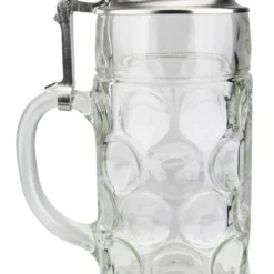 Dimpled Oktoberfest Glass Beer Mug With Flat Pewter Lid 1 Liter -Deals Steinking Store Dimpled Oktoberfest Glass Beer Mug with Flat Pewter Lid 1 Liter BK047ZDPL LS SM 49809.1539094109