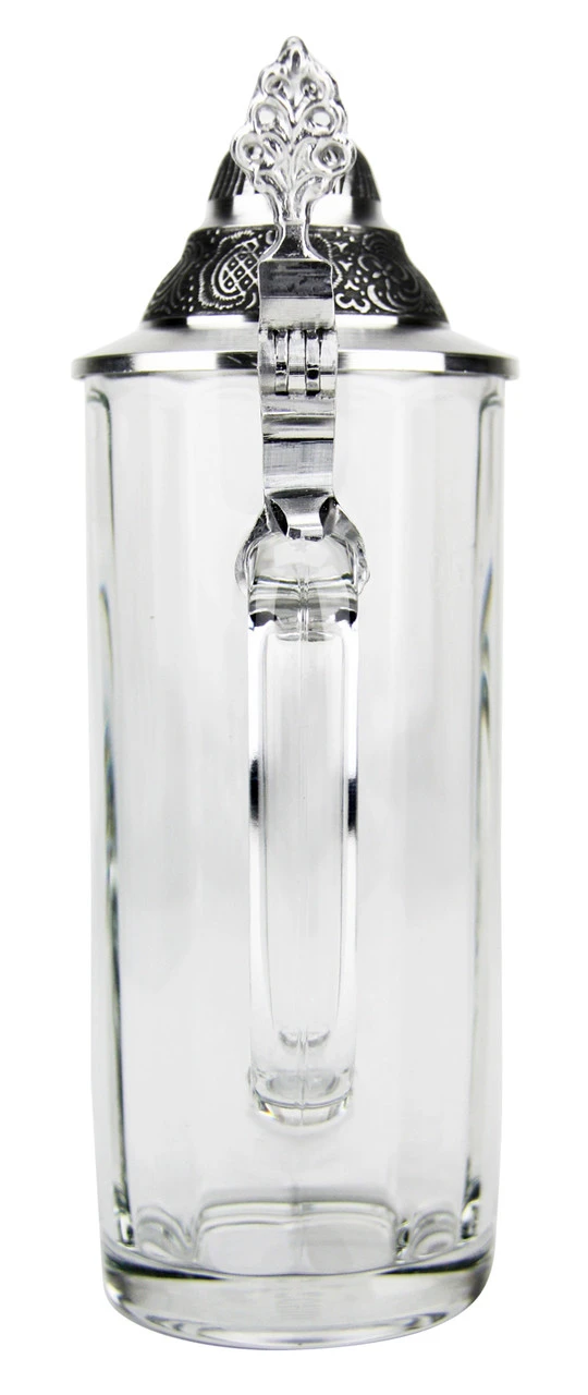 Faceted Glass Beer Stein With Pointed Pewter Lid - Image 7
