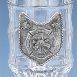 Fire Dept Glass Facet Beer Mug