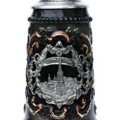 Freiburg Souvenir Beer Stein With Pewter Badge