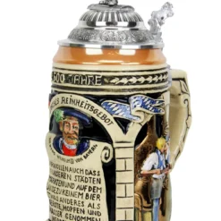German 500 Year Anniversary Beer Purity Law German Beer Stein With Pewter Beer Brewer Figure Lid -Deals Steinking Store German 500 Year Anniversary Beer Purity Law German Beer Stein with Pewter Beer Brewer Figure Lid K519FBB AngleR SM 90119.1459973634
