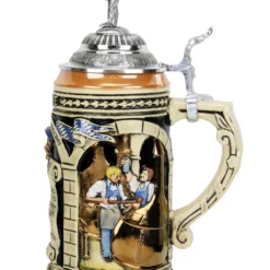 German 500 Year Anniversary Beer Purity Law German Beer Stein With Pewter Beer Brewer Figure Lid -Deals Steinking Store German 500 Year Anniversary Beer Purity Law German Beer Stein with Pewter Beer Brewer Figure Lid K519FBB RS SM 28488.1459973958