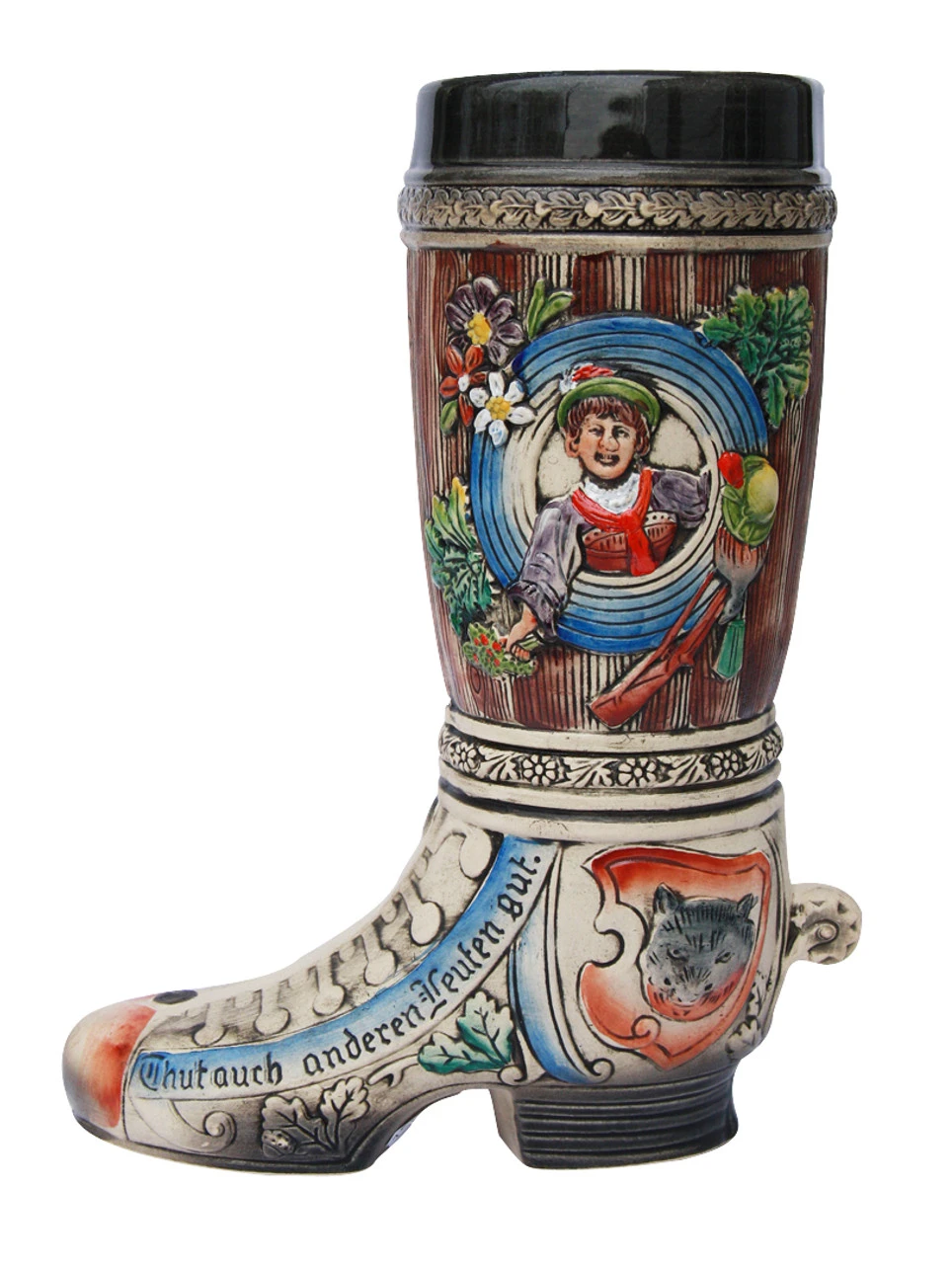 German Ceramic Hunters Beer Boot 1 Liter - Image 3