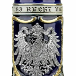 German Eagle Crests Beer Stein Blue