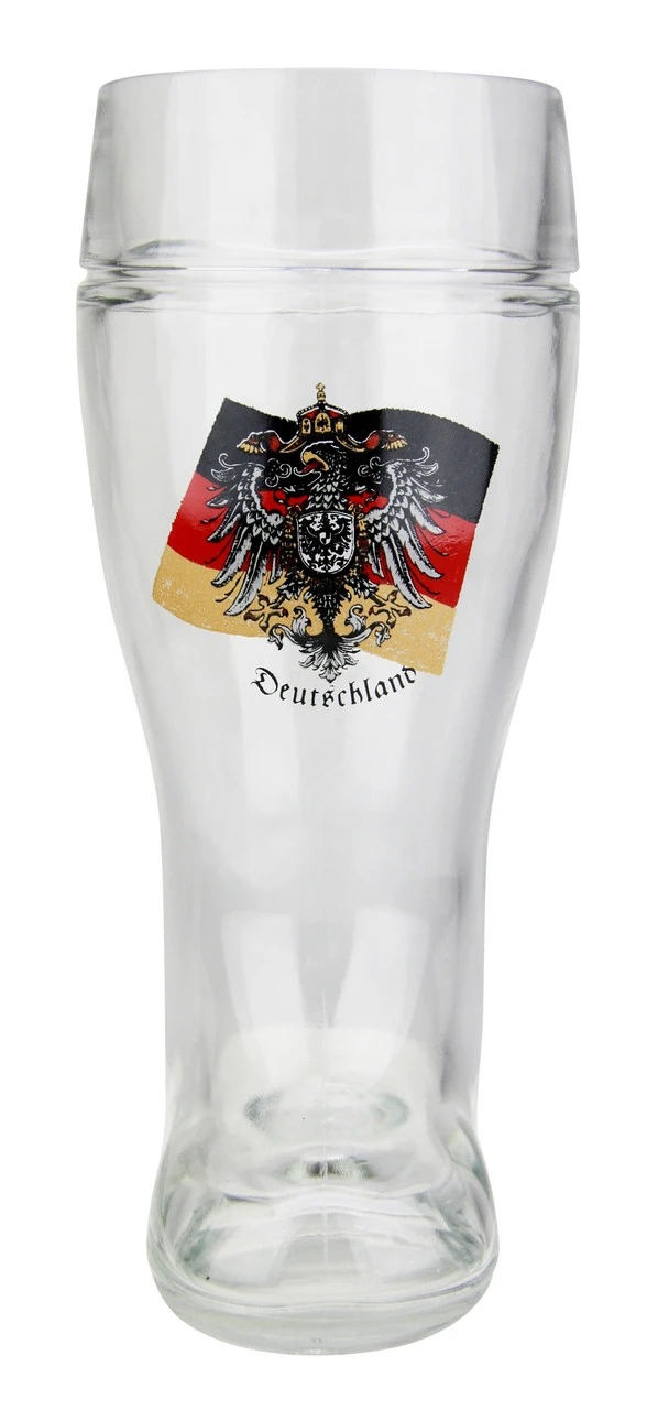 German Eagle Flag Crest Glass Beer Boot 1 Liter - Image 4
