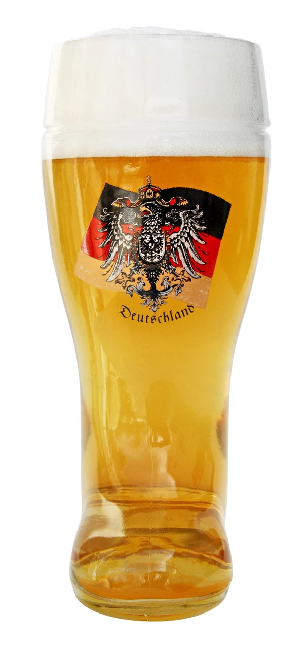 German Eagle Flag Crest Glass Beer Boot 1 Liter - Image 3