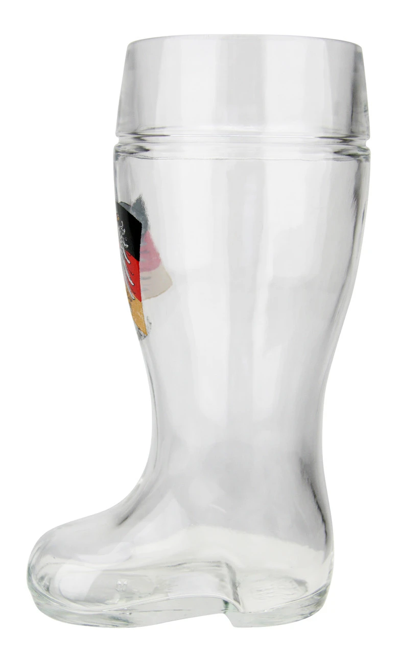 German Eagle Flag Crest Glass Beer Boot 1 Liter - Image 6