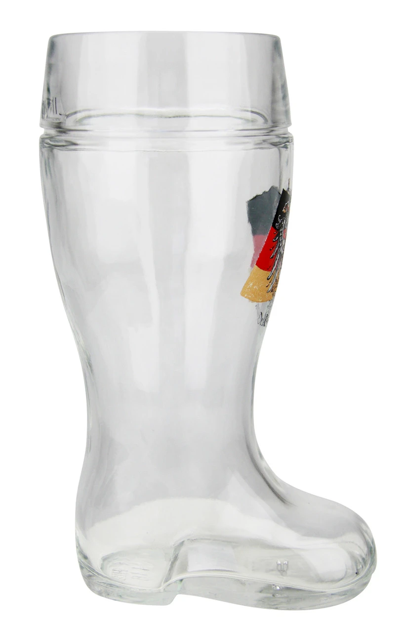 German Eagle Flag Crest Glass Beer Boot 1 Liter - Image 5
