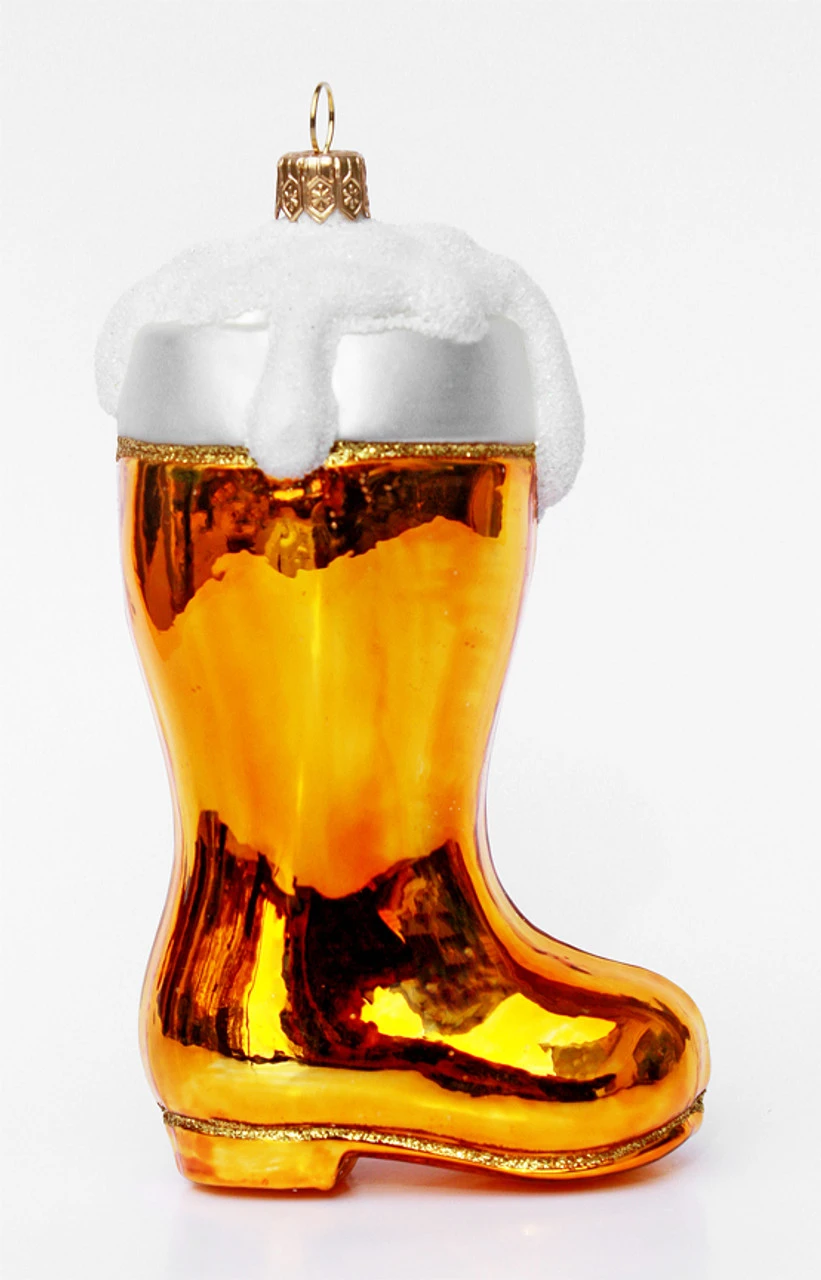 German Beer Boot Glass Christmas Ornament 4 German Beer Boot Glass Christmas Ornament - Image 2