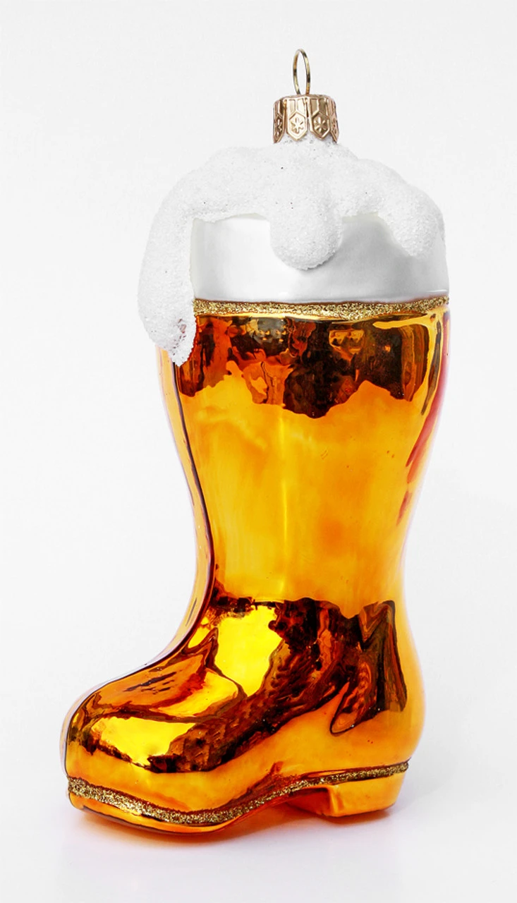 German Beer Boot Glass Christmas Ornament 3 German Beer Boot Glass Christmas Ornament
