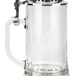 Glass Beer Stein With Plateau Pewter Lid And Hop Cone Thumblift -Deals Steinking Store Glass Beer Stein with Plateau Pewter Lid and Hop Cone Thumblift GS6101 LS SM 91526.1584266527