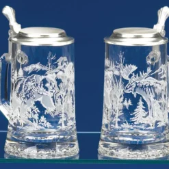 Grizzly Bear And Moose Glass Beer Stein