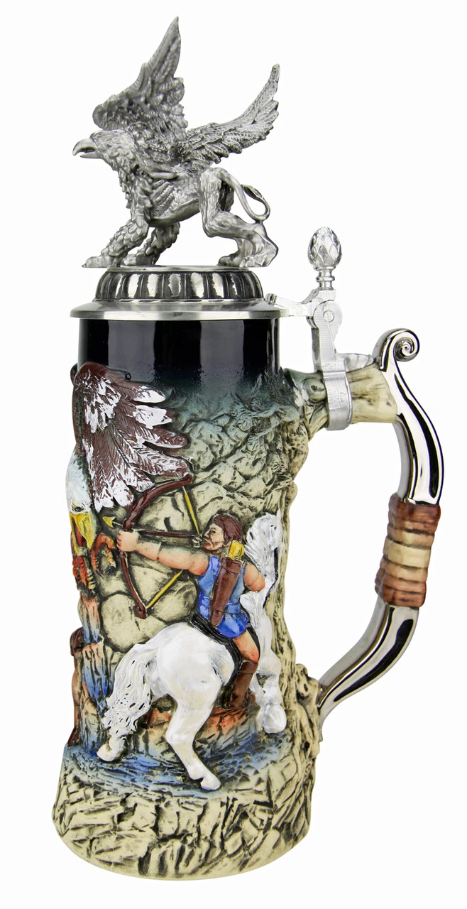 Griffin Beer Stein With 3D Griffin Pewter Lid - Image 4