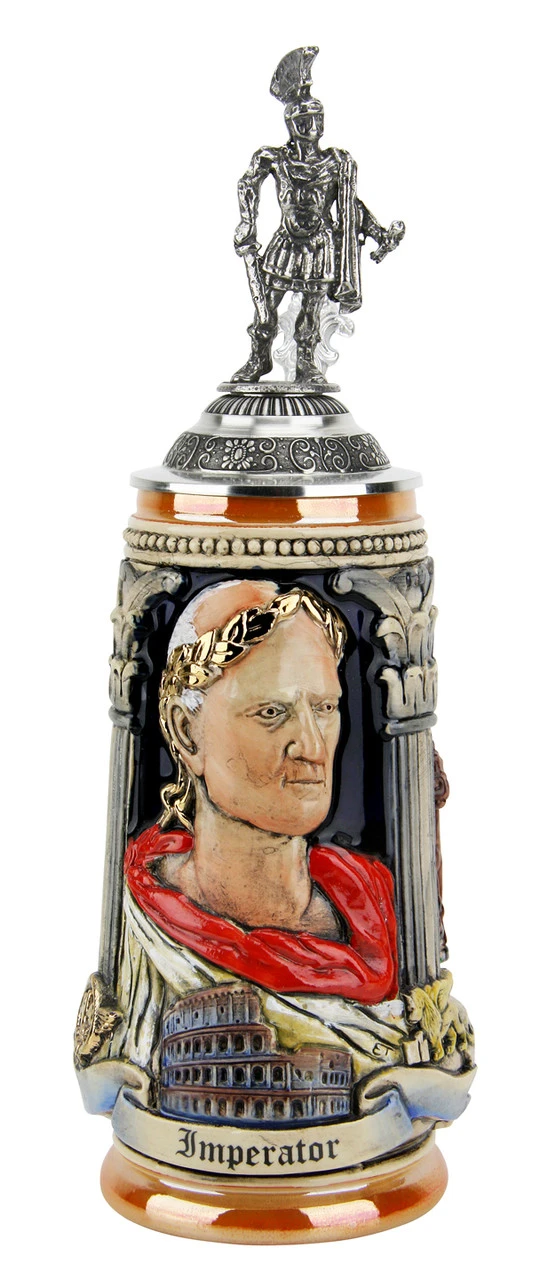 Italian Emperor Imperator Caeser Beer Stein | Legionnaire Lid