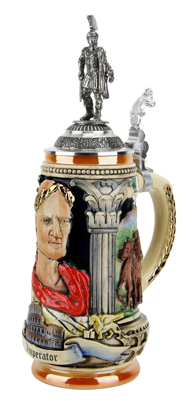 Italian Emperor Imperator Caeser Beer Stein | Legionnaire Lid - Image 2
