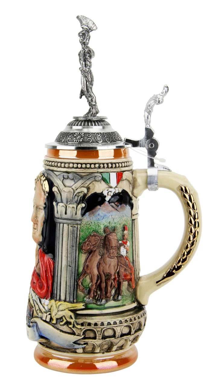 Italian Emperor Imperator Caeser Beer Stein | Legionnaire Lid - Image 3