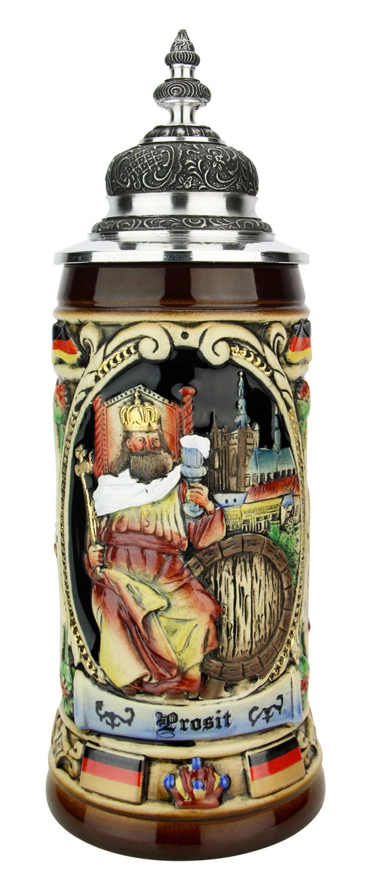 King Gambrinus Brewers Prosit Beer Stein 3 King Gambrinus Brewers Prosit Beer Stein
