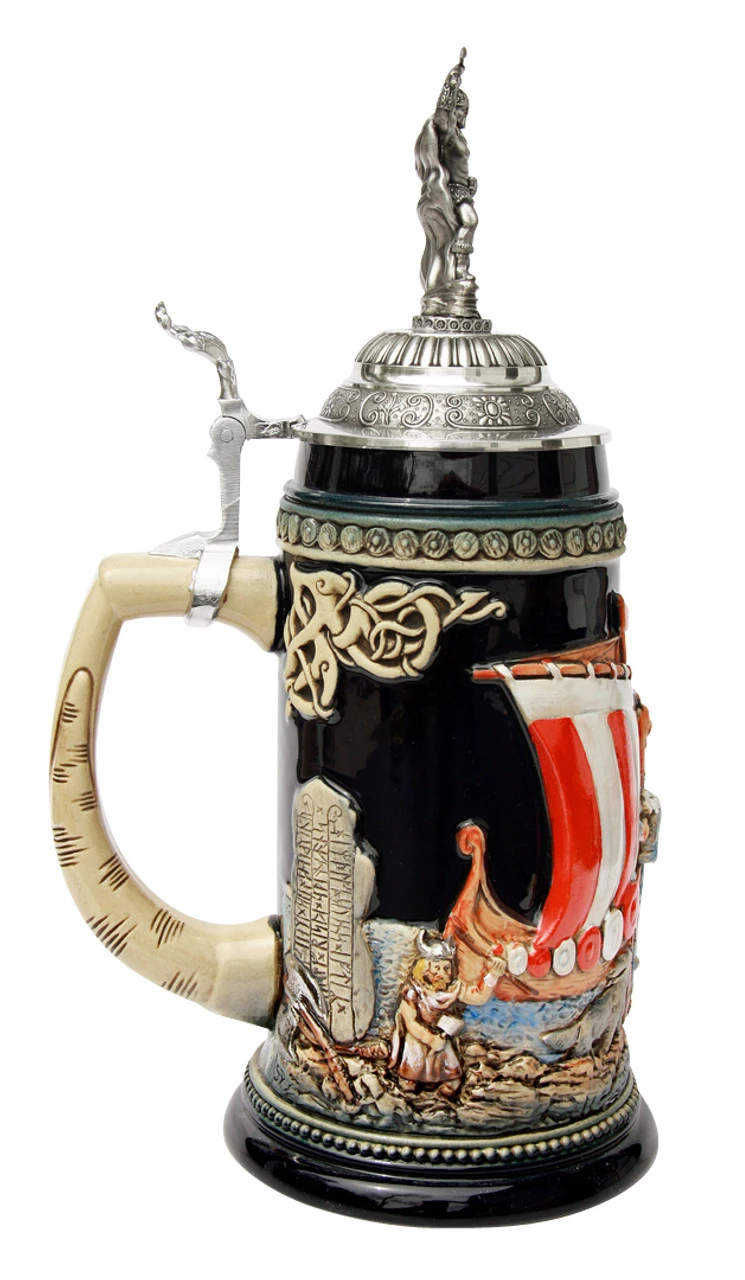 Leif Erikssen Viking Beer Stein With Viking Lid - Image 3