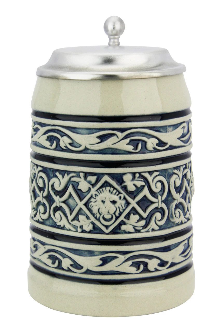 Lion Head Traditional Cobalt Stone Gray Finish Beer Stein - Image 3