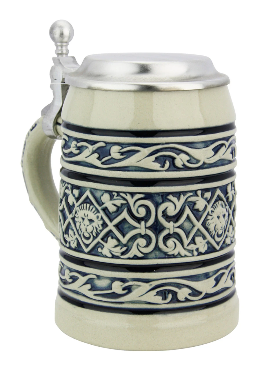 Lion Head Traditional Cobalt Stone Gray Finish Beer Stein - Image 5