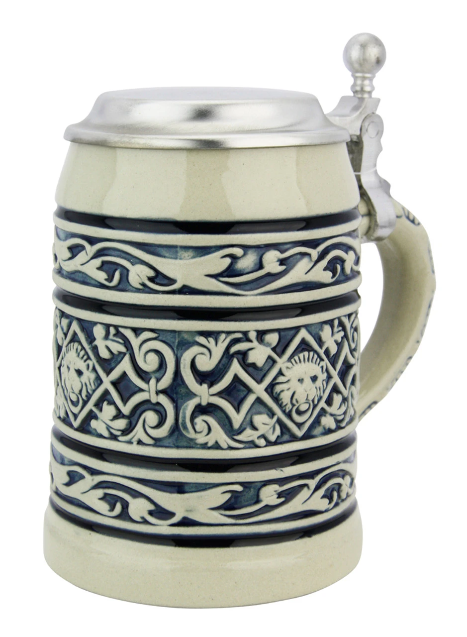 Lion Head Traditional Cobalt Stone Gray Finish Beer Stein