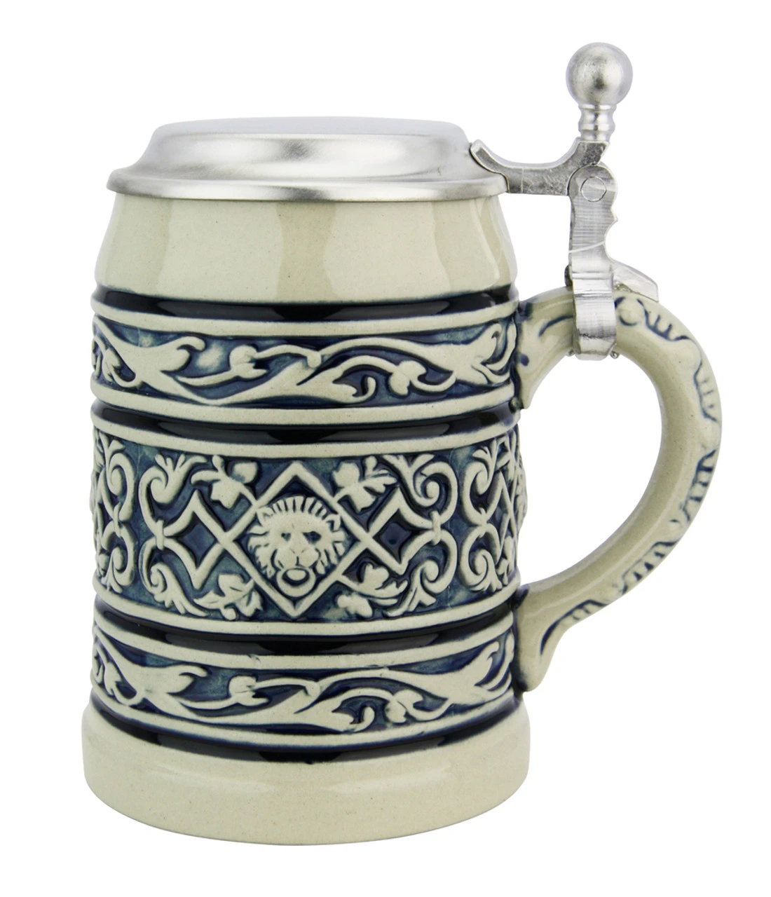 Lion Head Traditional Cobalt Stone Gray Finish Beer Stein - Image 2