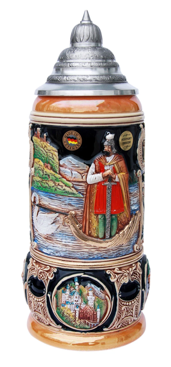 King Limitaet 2001 | Lohengrin Handpainted Beer Stein 3 King Limitaet 2001 | Lohengrin Handpainted Beer Stein