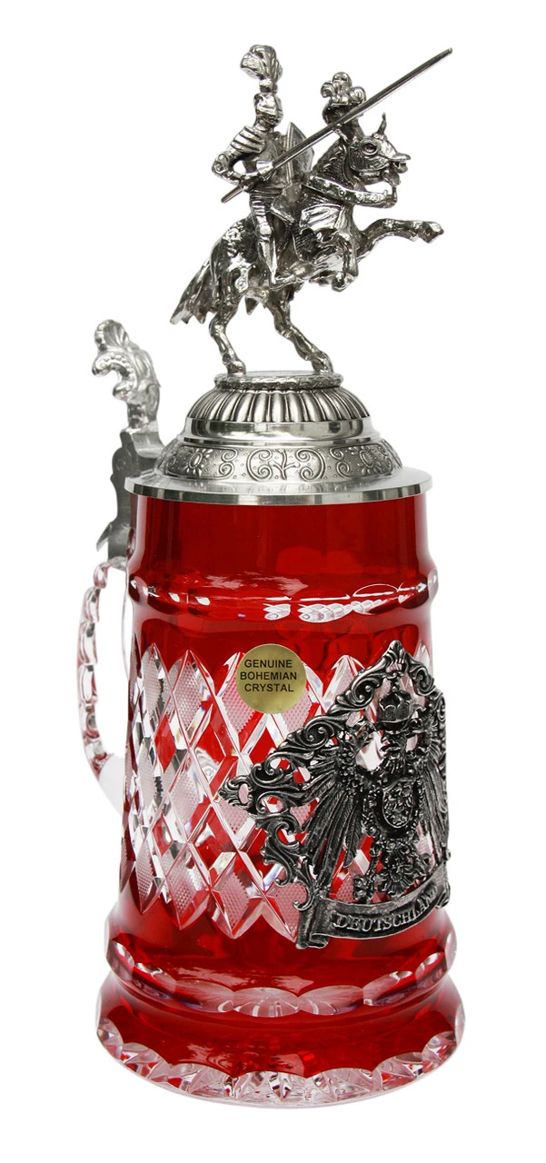 Lord Of Crystal German Knight Beer Stein Red