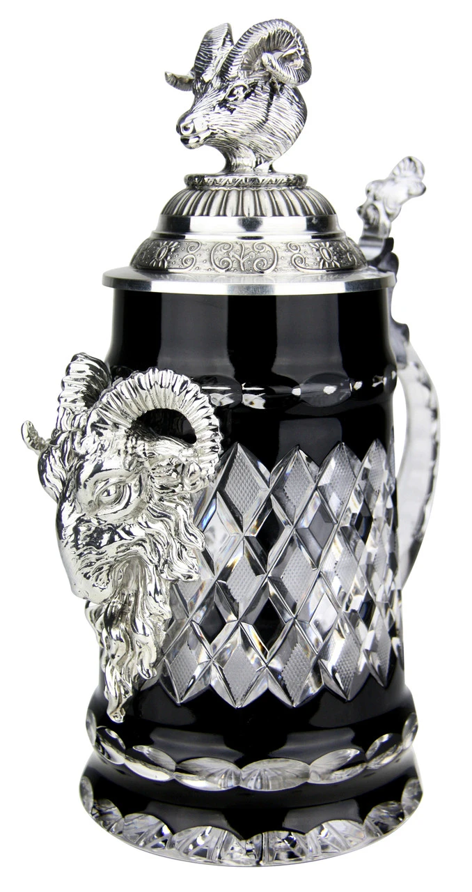 Lord Of Crystal Ram German Beer Stein Black | 3D Ram Lid 3 Lord Of Crystal Ram German Beer Stein Black | 3D Ram Lid